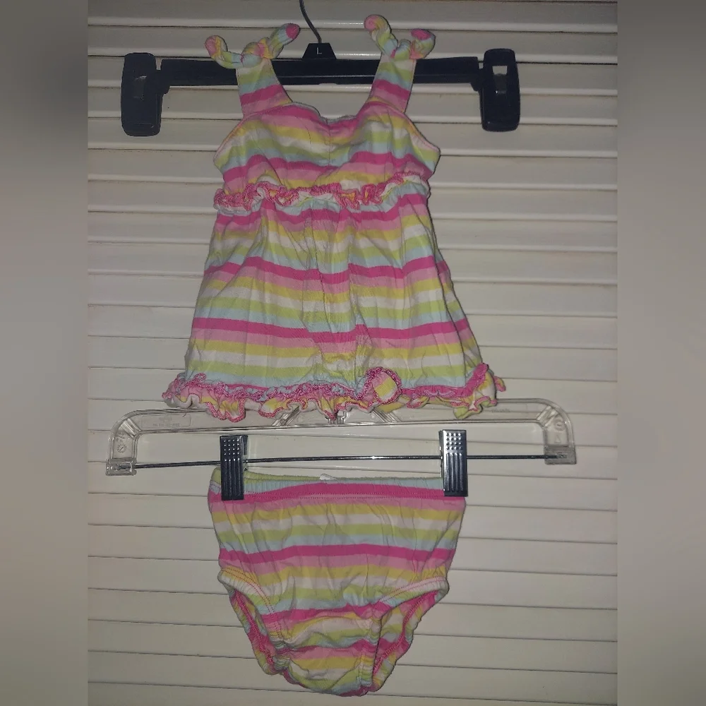 🎁 10/$25- Gap stripe dress and briefs,  0-3 months,  pastel stripes